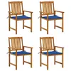 Image de vidaXL Chaises de jardin avec coussins lot de 4 Bois d'acacia massif