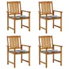 Image de vidaXL Chaises de jardin avec coussins lot de 4 Bois d'acacia massif