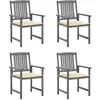 Image de vidaXL Chaises de jardin et coussins lot de 4 Gris Bois acacia massif