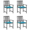 Image de vidaXL Chaises de jardin et coussins lot de 4 Gris Bois acacia massif