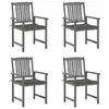 Image de vidaXL Chaises de jardin et coussins lot de 4 Gris Bois acacia massif