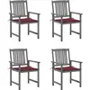Image de vidaXL Chaises de jardin et coussins lot de 4 Gris Bois acacia massif