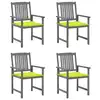 Image de vidaXL Chaises de jardin et coussins lot de 4 Gris Bois acacia massif