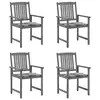 Image de vidaXL Chaises de jardin et coussins lot de 4 Gris Bois acacia massif