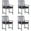 Image de vidaXL Chaises de jardin et coussins lot de 4 Gris Bois acacia massif