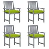 Image de vidaXL Chaises de jardin et coussins lot de 4 Gris Bois acacia massif