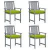 Image de vidaXL Chaises de jardin et coussins lot de 4 Gris Bois acacia massif