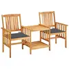 Image de vidaXL Chaises de jardin avec table à thé et coussins Acacia solide