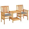Image de vidaXL Chaises de jardin avec table à thé et coussins Acacia solide
