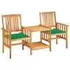 Image de vidaXL Chaises de jardin avec table à thé et coussins Acacia solide
