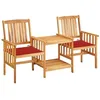 Image de vidaXL Chaises de jardin avec table à thé et coussins Acacia solide