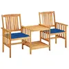 Image de vidaXL Chaises de jardin avec table à thé et coussins Acacia solide