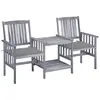 Image de vidaXL Chaises de jardin avec table à thé et coussins Acacia solide