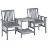 Image de vidaXL Chaises de jardin avec table à thé et coussins Acacia solide