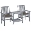 Image de vidaXL Chaises de jardin avec table à thé et coussins Acacia solide