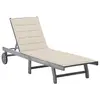 Image de vidaXL Chaise longue de jardin avec coussin Gris Bois d'acacia solide