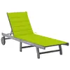 Image de vidaXL Chaise longue de jardin avec coussin Gris Bois d'acacia solide