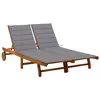 Image de vidaXL Chaise longue de jardin 2 places avec coussins Acacia solide