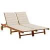 Image de vidaXL Chaise longue de jardin 2 places avec coussins Acacia solide