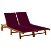 Image de vidaXL Chaise longue de jardin 2 places avec coussins Acacia solide