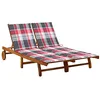 Image de vidaXL Chaise longue de jardin 2 places avec coussins Acacia solide