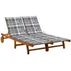 Image de vidaXL Chaise longue de jardin 2 places avec coussins Acacia solide
