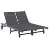 Image de vidaXL Chaise longue de jardin 2 places avec coussin Gris Acacia