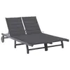 Image de vidaXL Chaise longue de jardin 2 places avec coussin Gris Acacia