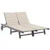 Image de vidaXL Chaise longue de jardin 2 places avec coussin Gris Acacia