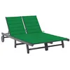 Image de vidaXL Chaise longue de jardin 2 places avec coussin Gris Acacia