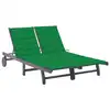 Image de vidaXL Chaise longue de jardin 2 places avec coussin Gris Acacia