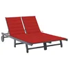 Image de vidaXL Chaise longue de jardin 2 places avec coussin Gris Acacia