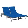 Image de vidaXL Chaise longue de jardin 2 places avec coussin Gris Acacia
