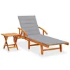 Image de vidaXL Chaise longue de jardin avec table et coussin Bois d'acacia