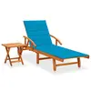 Image de vidaXL Chaise longue de jardin avec table et coussin Bois d'acacia