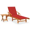 Image de vidaXL Chaise longue de jardin avec table et coussin Bois d'acacia