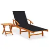 Image de vidaXL Chaise longue de jardin avec table et coussin Bois d'acacia
