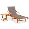 Image de vidaXL Chaise longue de jardin avec table et coussin Bois d'acacia