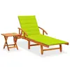 Image de vidaXL Chaise longue de jardin avec table et coussin Bois d'acacia