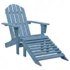 Image de vidaXL Chaise de jardin Adirondack avec pouf bois de sapin solide bleu