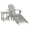 Image de vidaXL Chaise de jardin Adirondack avec pouf et table Sapin Gris