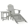 Image de vidaXL Chaise de jardin Adirondack avec pouf et table Sapin Gris