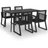 Image de vidaXL Ensemble à manger d'extérieur 5 pcs Rotin PVC Noir