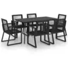 Image de vidaXL Ensemble à manger d'extérieur 7 pcs Rotin PVC Noir