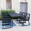 Image de vidaXL Ensemble à manger d'extérieur 7 pcs Rotin PVC Noir