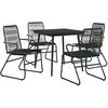 Image de vidaXL Ensemble à manger de jardin 5 pcs Noir Rotin PVC