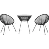 Image de vidaXL Ensemble à Dîner d'Extérieur 3 pcs Mobilier de Salle à Manger de Jardin Table et Chaises de Repas de Terrasse Patio Rotin PVC Noir