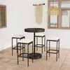 Image de vidaXL Ensemble de bar de jardin 5 pcs et coussins Résine tressée Noir