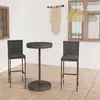 Image de vidaXL Ensemble de bar de jardin 3 pcs et coussins Résine tressée Gris