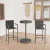 Image de vidaXL Ensemble de bar de jardin 3 pcs Résine tressée Gris